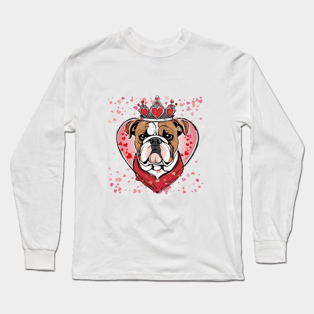 "LoveStruck Bulldog Bliss" Long Sleeve T-Shirt by BencDesignStudio